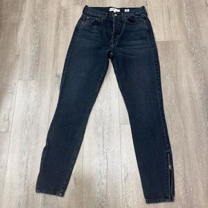 Re/Done Women's Jeans Originals High Rise Ankle Zip 90's in Worn Black Size 25